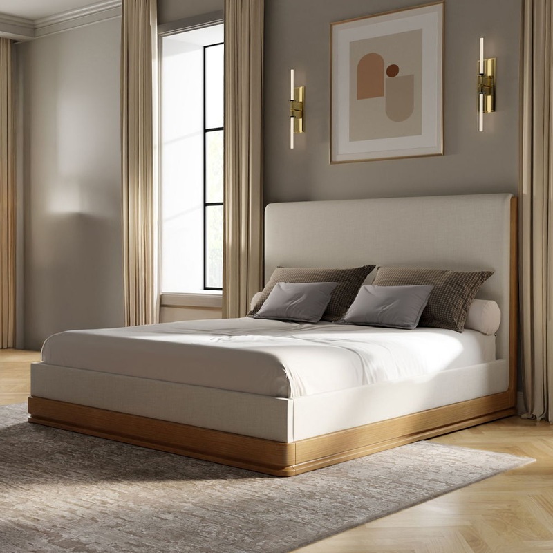 Zoey – Bed|Beige & Oak|King|Queen