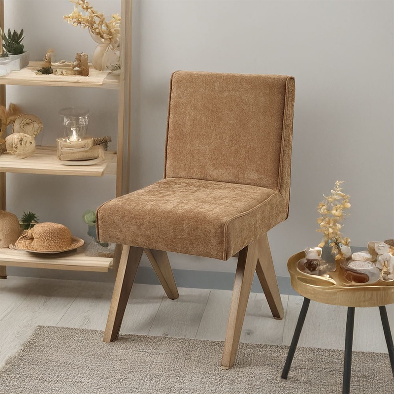 Zoey – Side Chair (Set of 2) – Chocolate Chenille & Oak