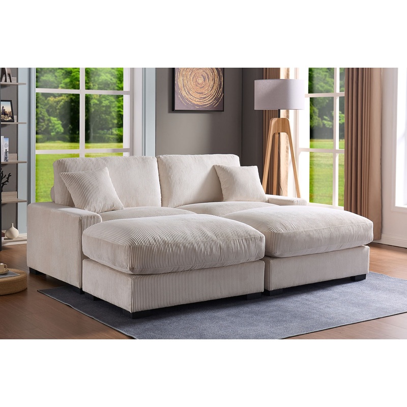 4 Seater Oversized Sectional Sofa With 2 Ottoman And 2 Pillows