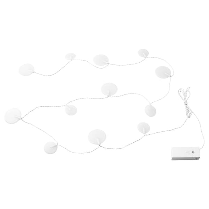 AKTERPORT – LED lighting chain with 12 lights, battery-operated/Pebbles white