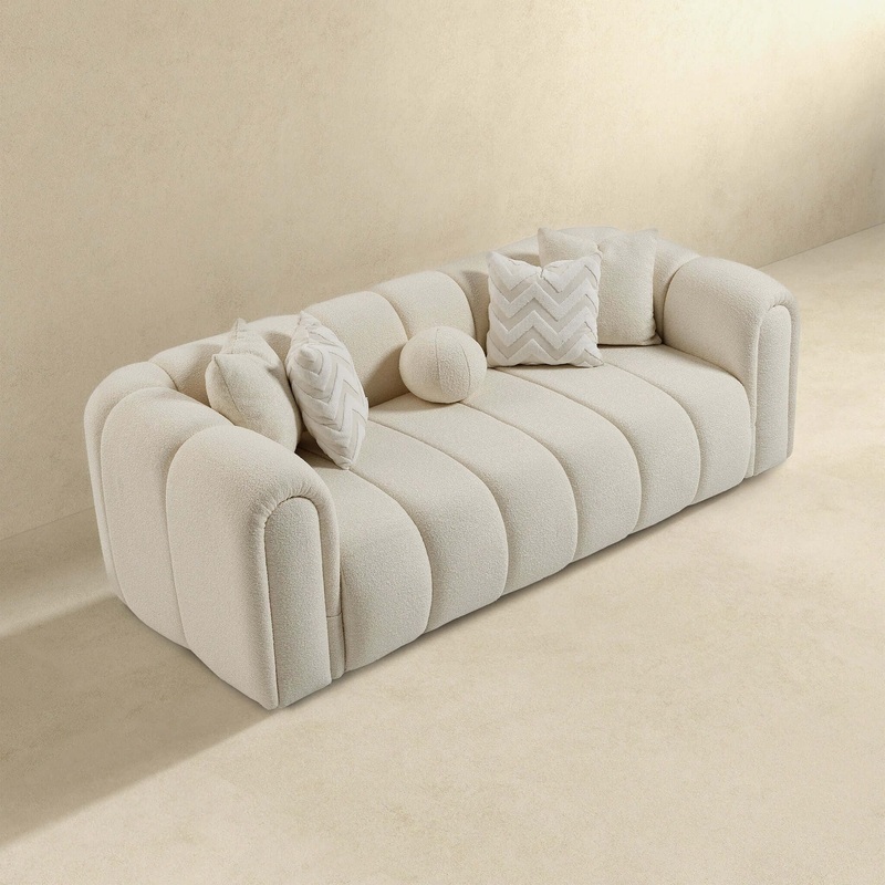 Beatrice – Modern Tufted Sofa – Ivory / White