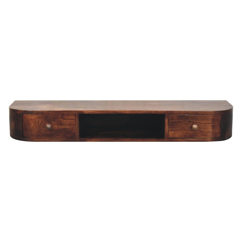 Lunar – Floating Console With 2 Drawer – Chestnut