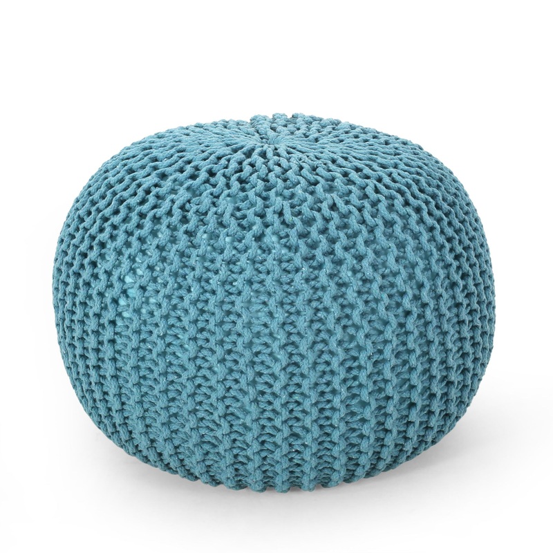 Moro – Knitted Cotton Round Pouf With Pumpkin Shape