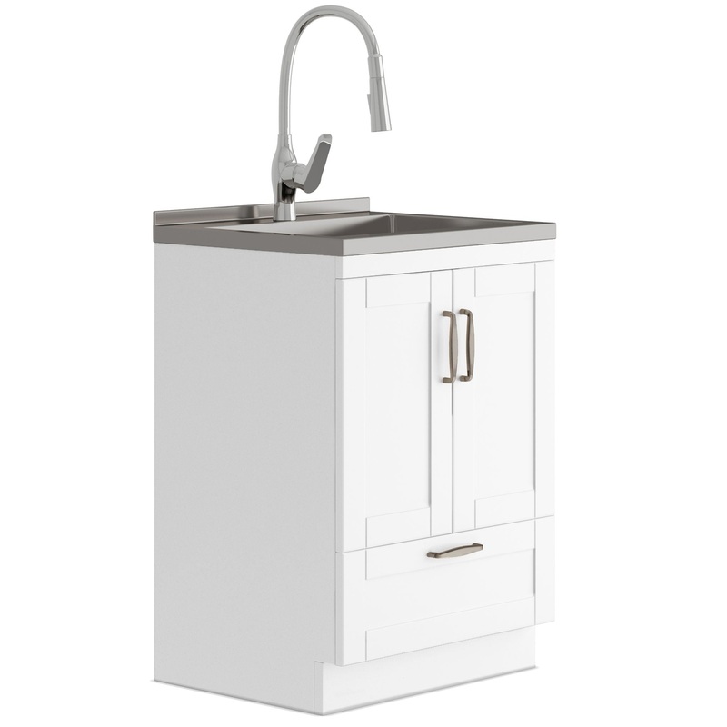 Reed – Deluxe Laundry Cabinet With Pull-Out Faucet And Stainless Steel Sink