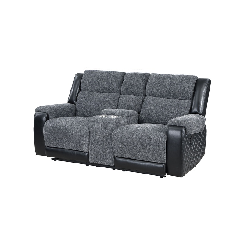 U5914 – Console Reclining Loveseat – Gray / Black