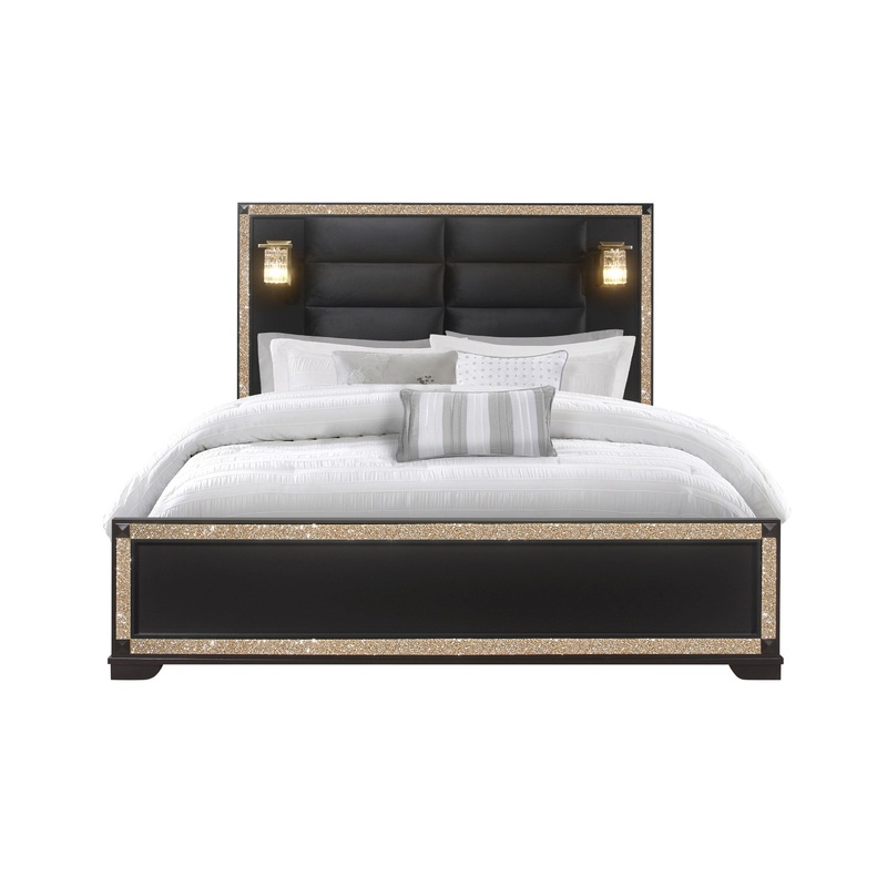 Blake – King Bed With Lamps – Black