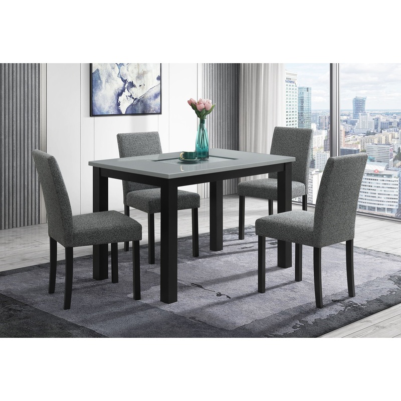 D8112 – 5 Piece Dining Room Set (Dining Table With 4 Dining Chairs) – Dark Gray