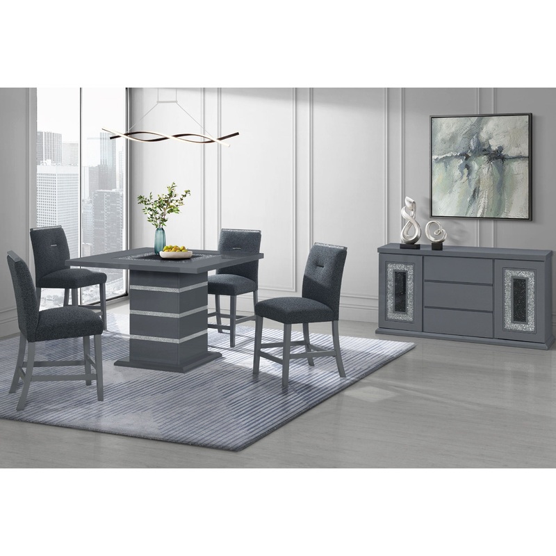 Monaco – 5 Piece Dining Room Set (Bar Table And Four Bar Stools) – Dark Gray