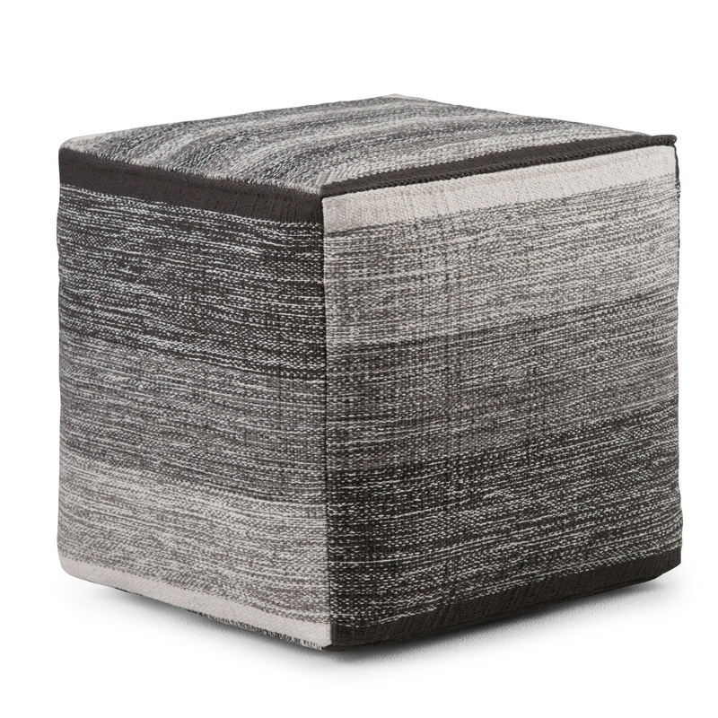 Naya – Upholstered Cube Pouf|Dark Gray|Gray