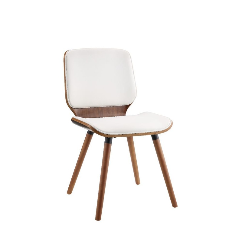 Nemesia – Accent Chair – White PU & Walnut