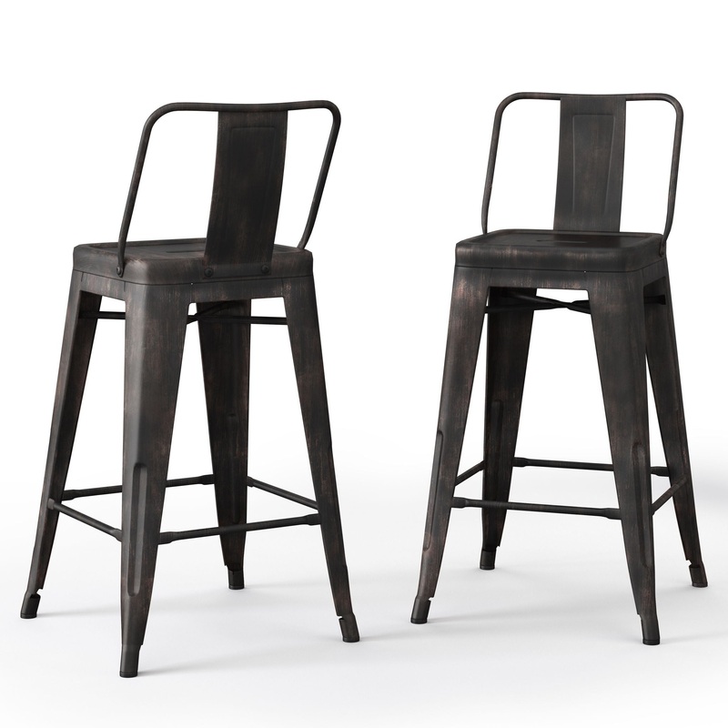 Rayne – Curved Back Metal Stool (Set of 2)