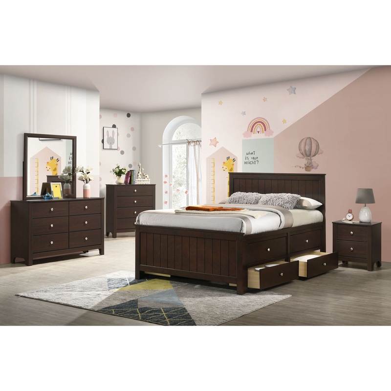 Sami – Captains Bedroom Set|Dark Brown|5 Pc. Bed, Dresser, Mirror, Chest, Nightstand|3 Pc. Bed, Chest, Nightstand|Twin|Full