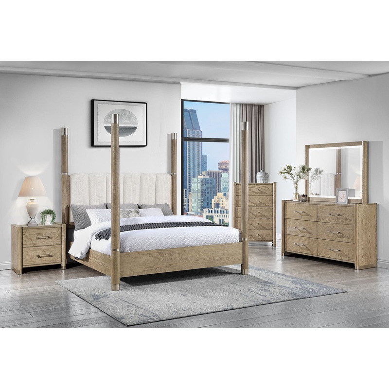 Santo – 5 Piece Queen Bedroom Set – Light Brown