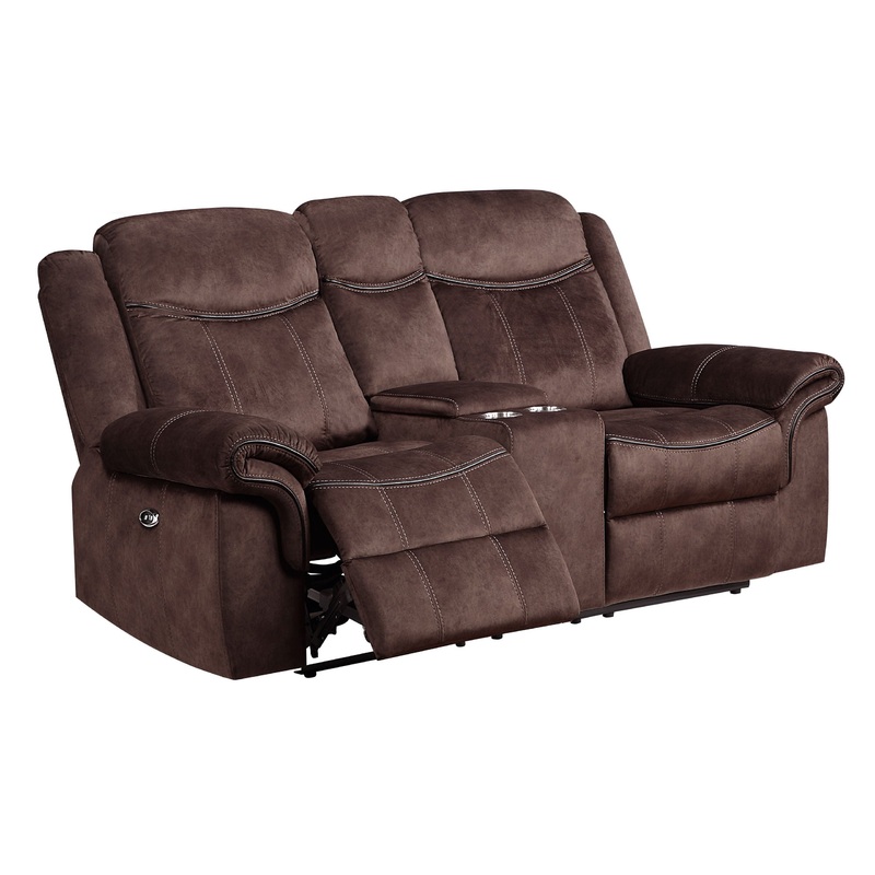 U2200 – Power Console Reclining Loveseat With Power Switch – Domino Coffee