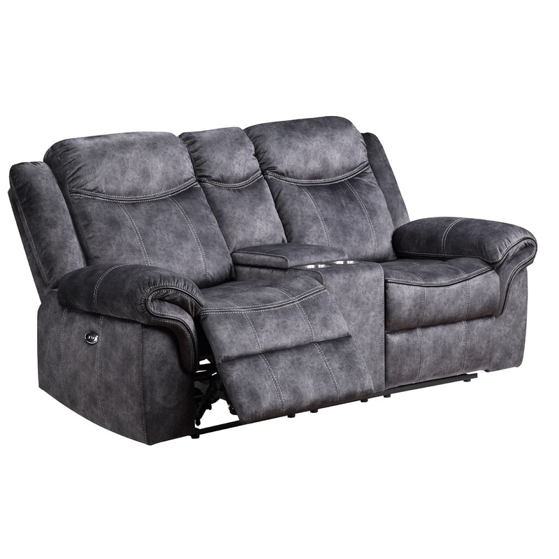 U2200 – Power Console Reclining Loveseat With Power Switch – Domino Granite