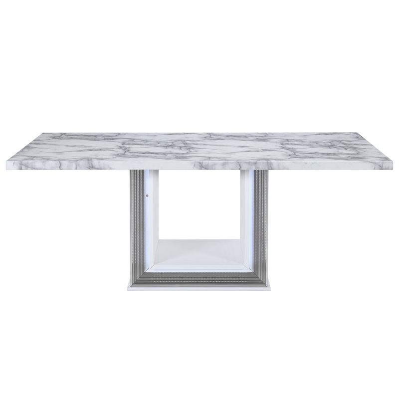 Ylime – Marble Dining Table – Light Gray / White