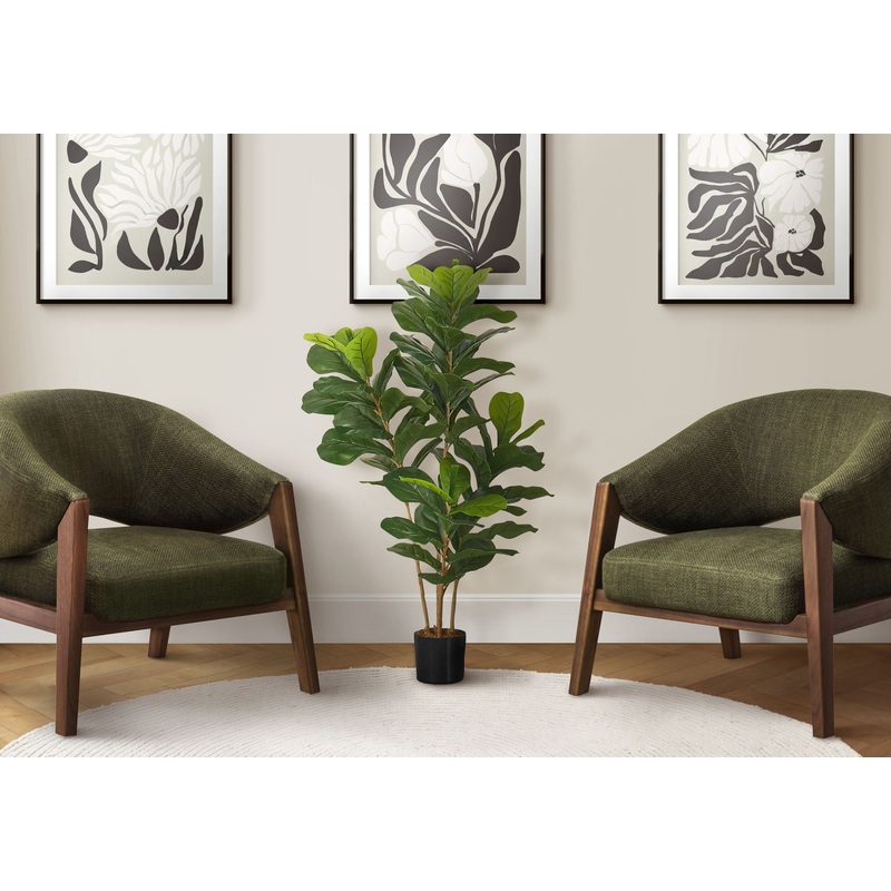 41 Tall, Artificial Plant, Fiddle Tree, Indoor, Faux, Fake, Floor, Greenery, Potted, Real Touch, Decorative – Green / Black