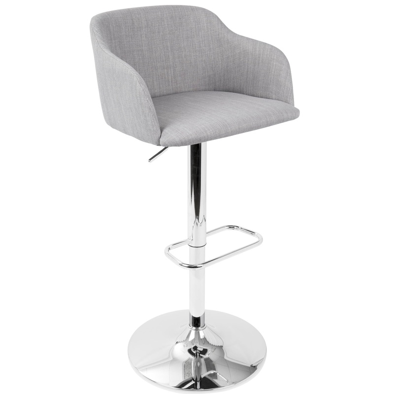 Daniella – Contemporary Adjustable Barstool With Swivel – Light Gray
