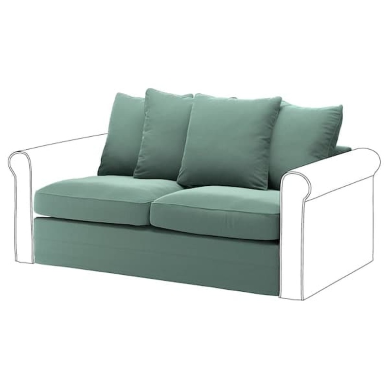 GRNLID cover for 2-seat sofa-bed section, Ljungen light green