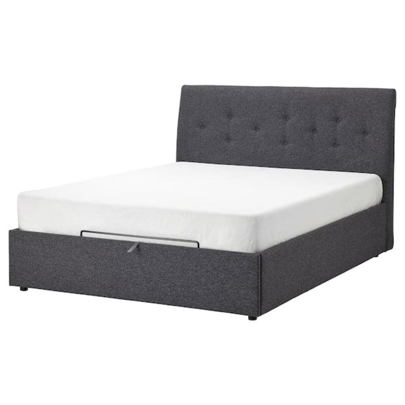 IDANS upholstered ottoman bed, Gunnared dark grey, 180×200 cm