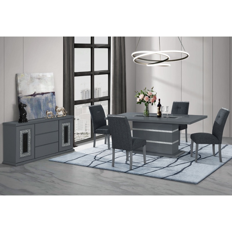 Monaco – 5 Piece Dining Room Set (Dining Table And Four Dining Chairs) – Dark Gray