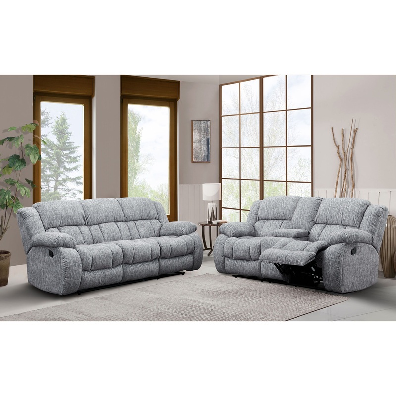 U250 – Reclining Sofa / Console Reclining Loveseat – Gray