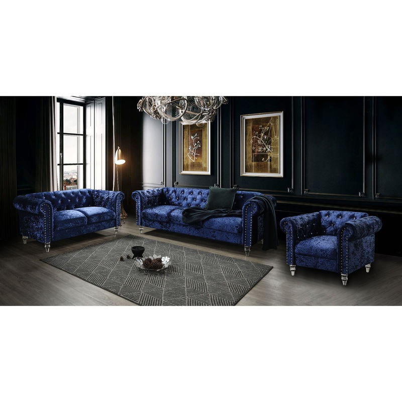 U9550 – 3 Piece Living Room Set (Sofa / Loveseat / Chair) – Blue