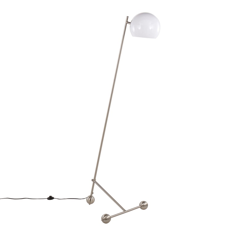Eileen – Contemporary Floor Lamp – Nickel / White