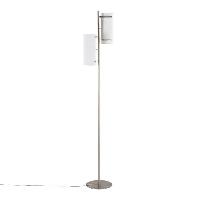 Rhonda – Contemporary / Glam Floor Lamp – Nickel / White