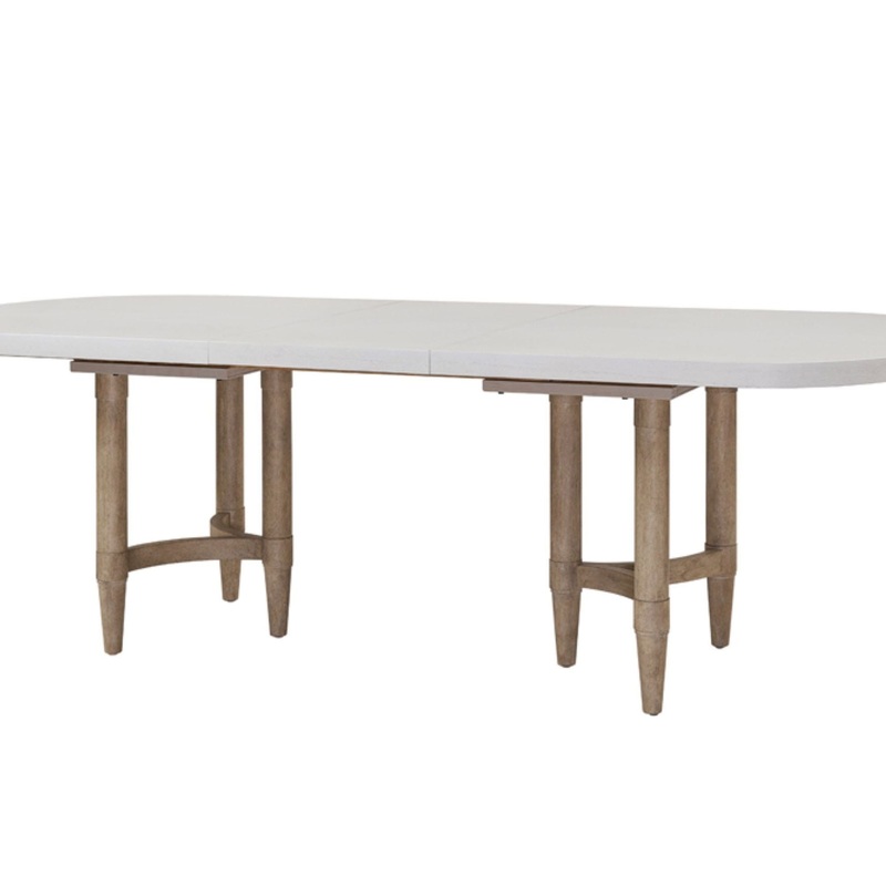 Triad – Double Pedestal Dining Table With Leaf – Sand
