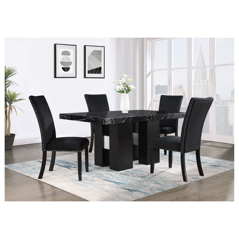D03 – 7 Piece Dining Room Set (Dining Table And 6 Dining Chairs) – Black