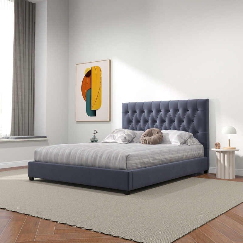 Donald – Mid-Century Modern Upholstered Platform Bed
