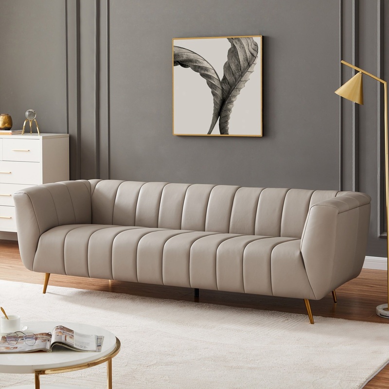 Lamattina – Genuine Italian Leather Channel Tufted Sofa