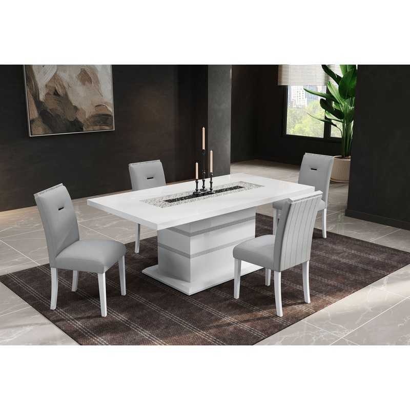 Monaco – 7 Piece Dining Room Set (Dining Table And 6 Monaco Dining Chairs) – White