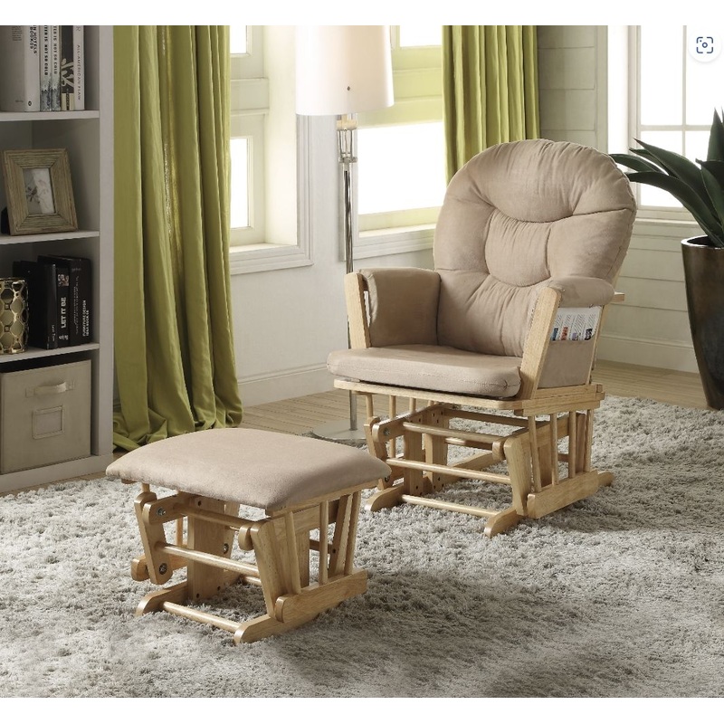 Rehan – Microfiber Glider Chair With Ottoman – Taupe