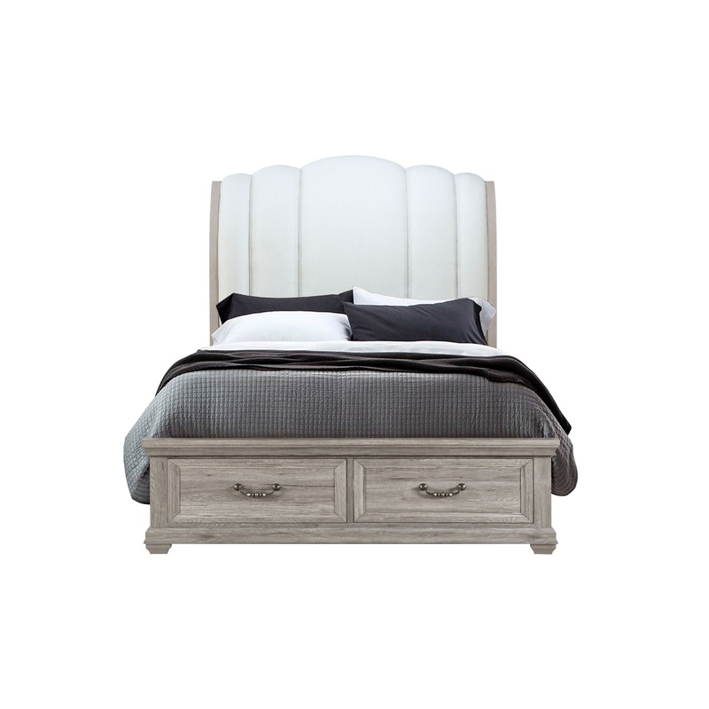 Rowan – Queen Bed With Storage – Natural / White