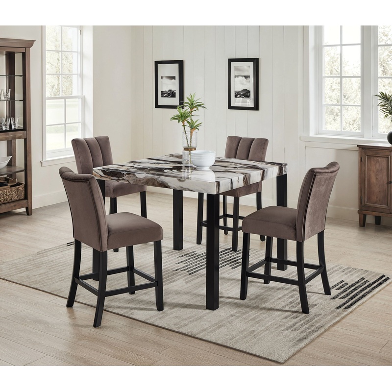 Vega – 5 Piece Counter Dining Room Set – Gray / Black