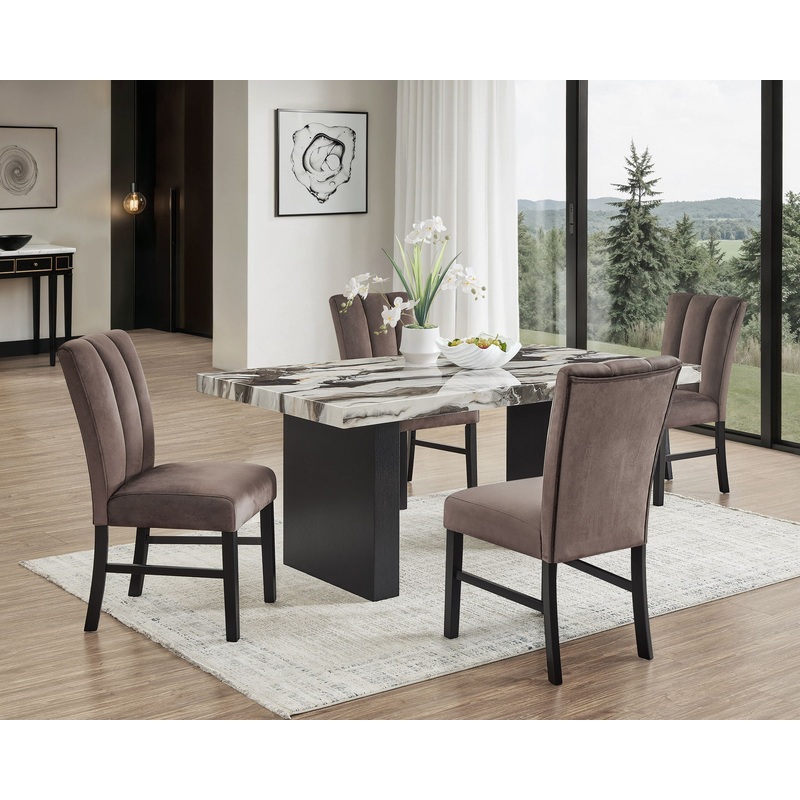 Vega – Dining Room Set|Gray|6 Pc. Table, 4 Chairs, Bench|5 Pc. Table, 4 Chairs