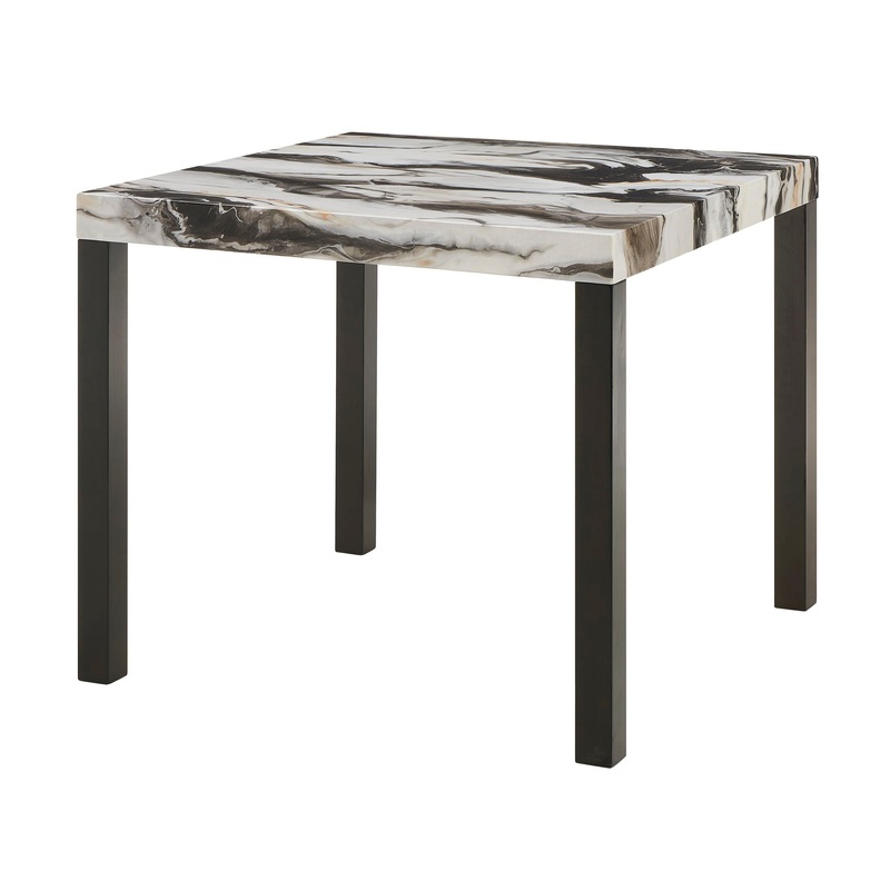 Vega – Faux Marble Counter Height Table – White / Black