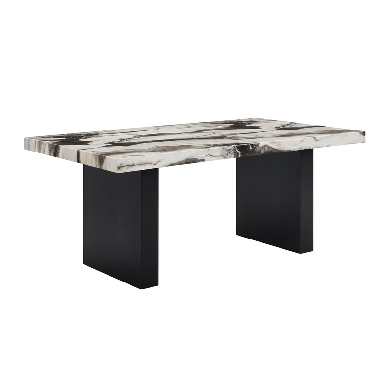 Vega – Faux Marble Dining Table – White / Black
