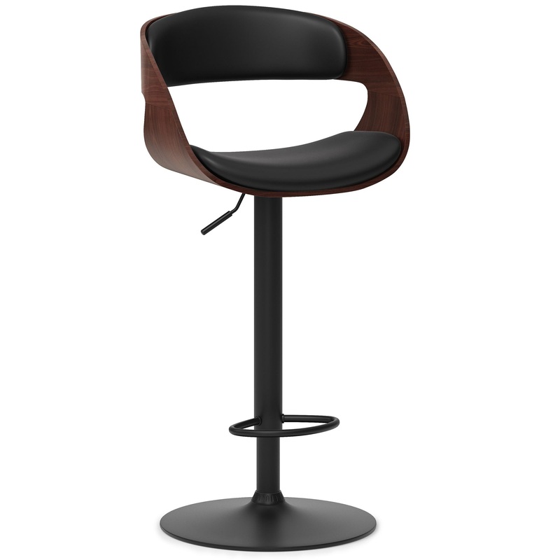 Archer – Bentwood Adjustable Swivel Bar Stool – Black