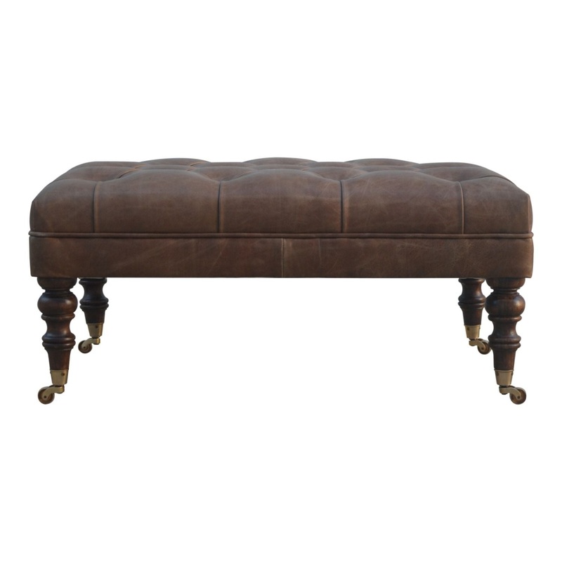 Buffalo – Leather Ottoman With Castor Legs