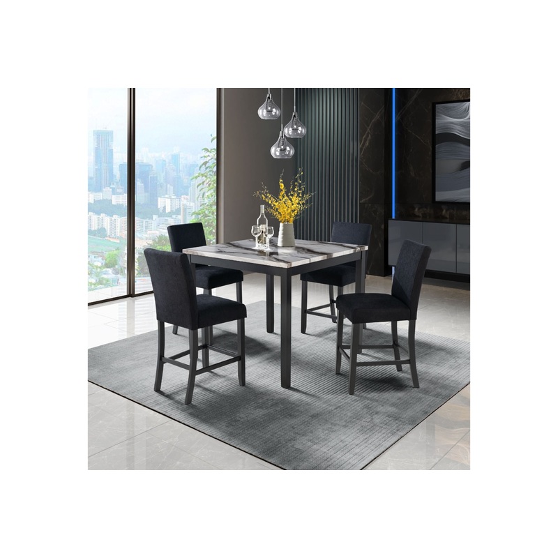 D4054 – 5 Piece Dining Room Set (Bar Table With 4 Bar Stools) – Black