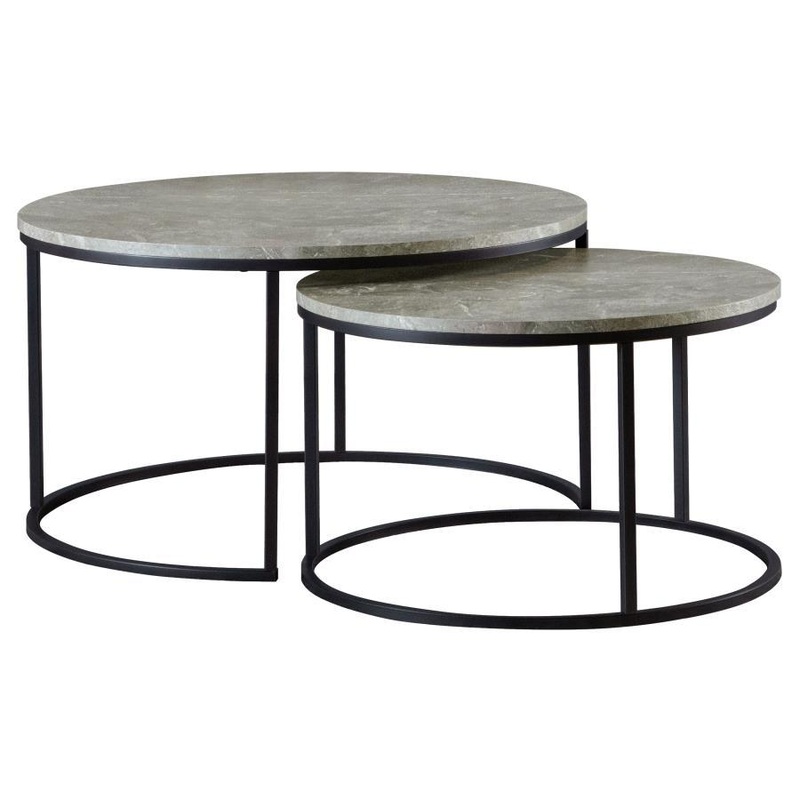 Lainey – 2 Piece Round Faux Marble Nesting Coffee Table