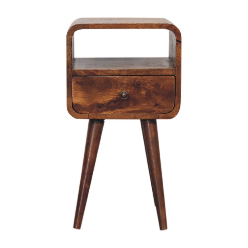 Mini Open Bedside Nightstand|Dark Brown|Light Brown|11.81″W x 11.81″D x 21.65″H|7.87″W x 7.9″D x 15.7″H