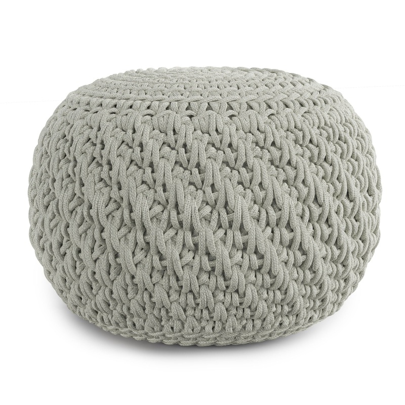 Nisi – Round Knitted Outdoor / Indoor Pouf – Light Gray