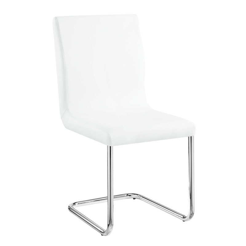 Palton – Synthetic Leather Side Chair (Set of 2) – Chrome / White