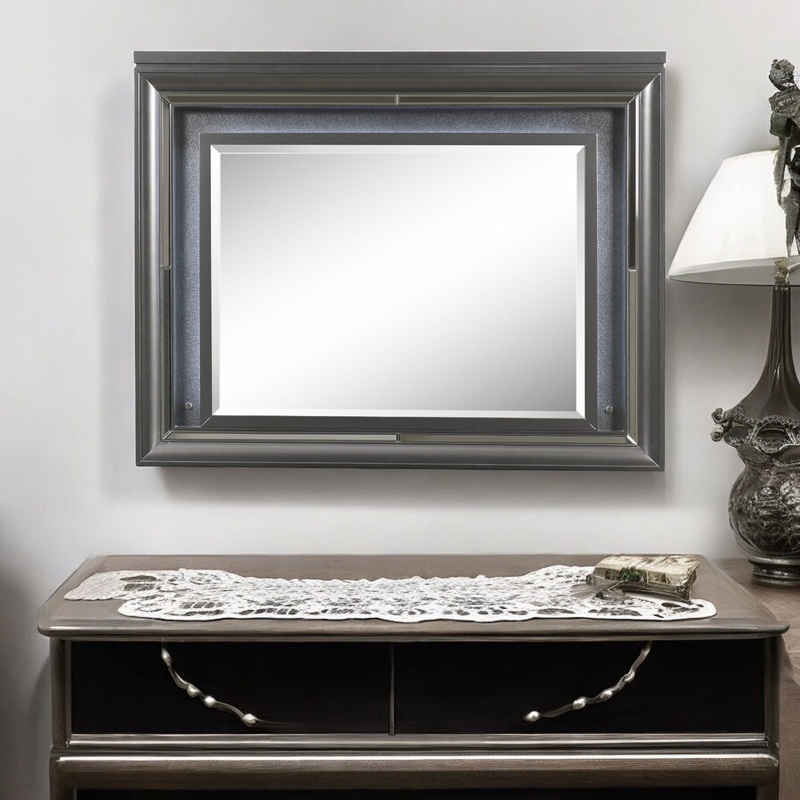Sawyer – Metallic Mirror With LED – Gray