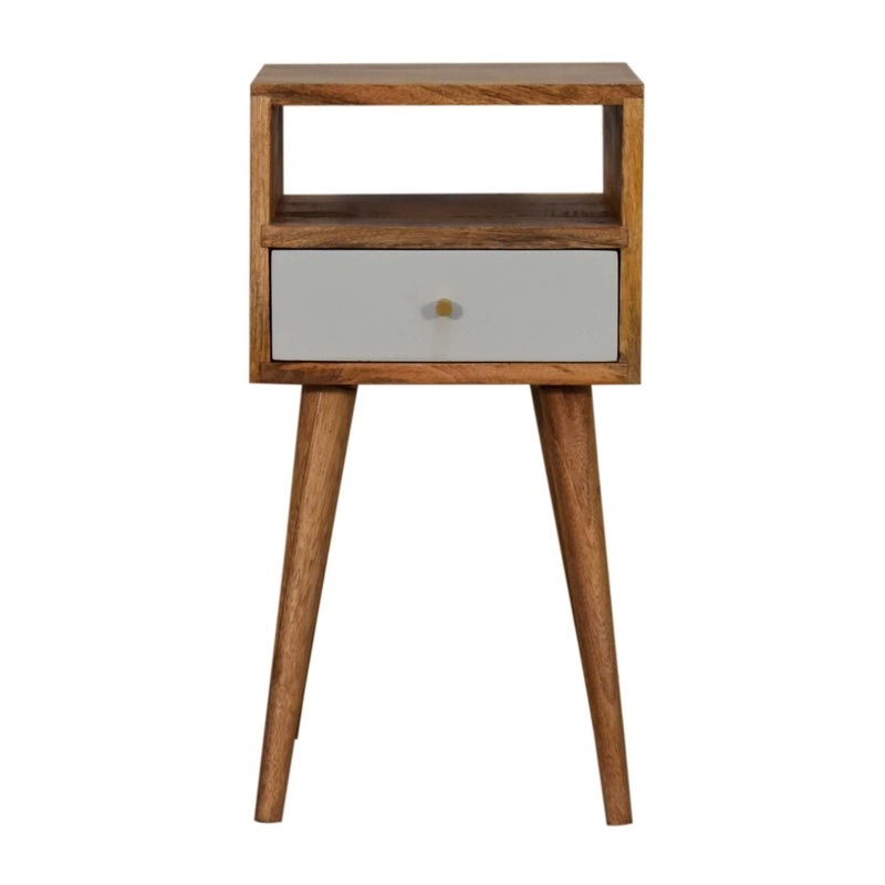 Solid Wood Mini Nightstand|Light Blue|Dark Brown|1 Drawer|2 Drawers