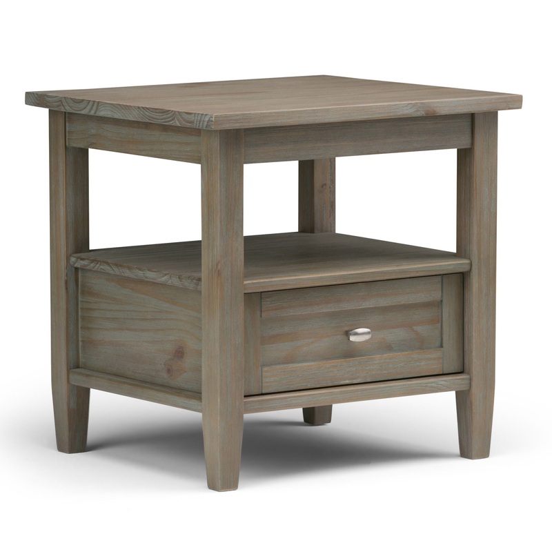 Warm Shaker – End Table – Distressed Gray